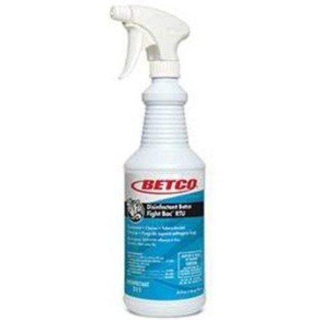 BETCO Fight-Bac RTU Disinfectant Cleaner, 32 fl oz (1 quart) Citrus Floral, Clear, 12 PK 3111200CT